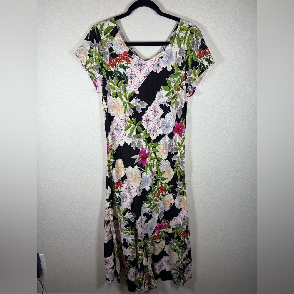 Nani Hawaiian Maxi Dress Colorful Short Sleeves Flowy Women’s Large